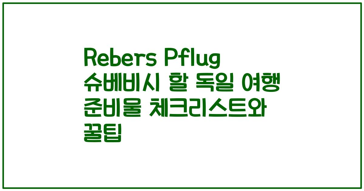 Rebers Pflug 슈베비시 할 독일 여행 준비물 체크리스트와 꿀팁