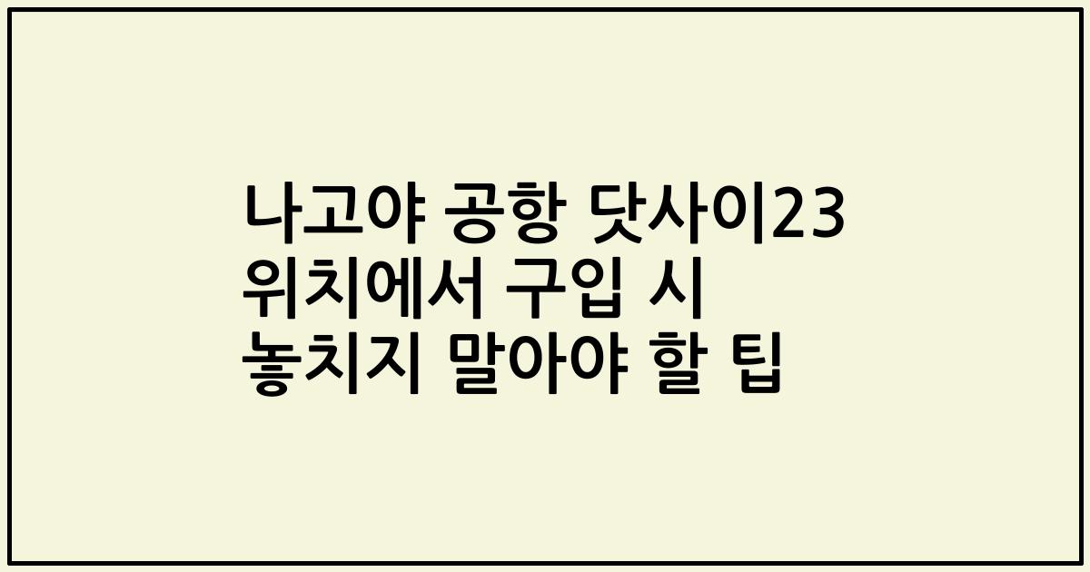 나고야 공항 닷사이23 위치에서 구입 시 놓치지 말아야 할 팁